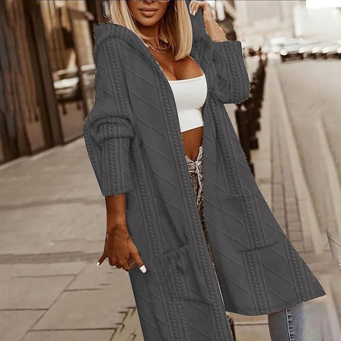CytheriaCharm™ | Long-sleeved cable-knit hooded cardigan